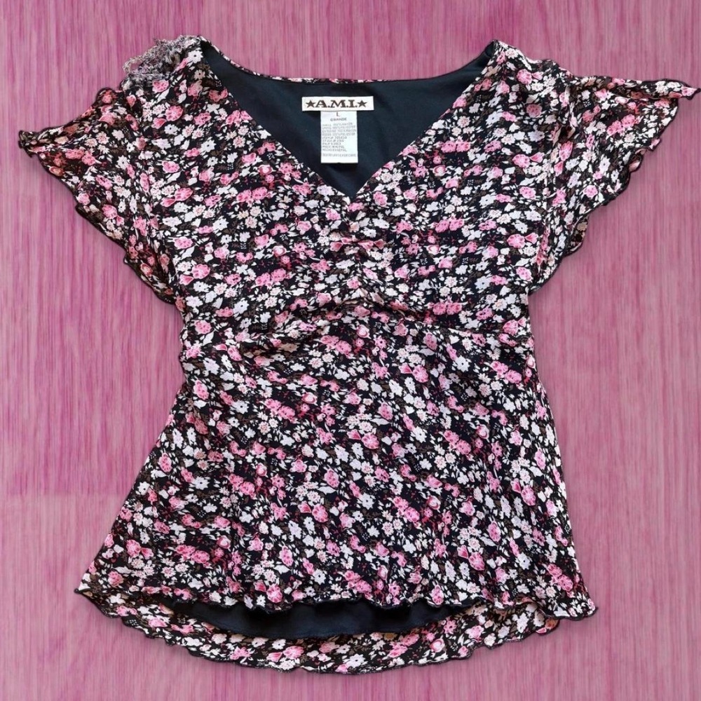 vintage 2000s AMI floral blouse